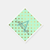 Munt en goudfolie Polka Dots Monogram Verjaardag Servetten (Hoek)