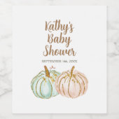 Munt- en perzikpompoen gouden glinsterende wijnfle wijn etiket (Enkel label)