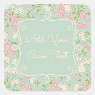 Munt en roze  Flower Stickers