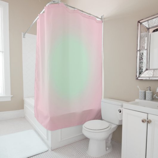 Munt en Roze gradiënt Ombre esthetisch Douchegordijn (In situ)
