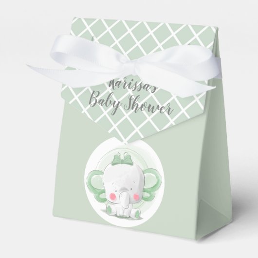 Munt en White Baby Unisex Oerwoud Elephant Bedankdoosjes (Voorkant Zijde)