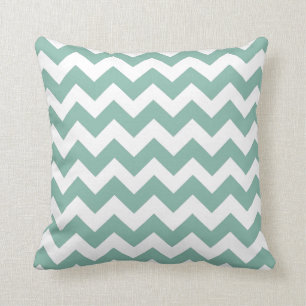Munt en wit Chevron Zig Zag Pillow Kussen