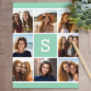 Munt en Wit Foto Collage Monogram Briefpapier