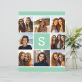 Munt en Wit Foto Collage Monogram Briefpapier (Staand voorkant)