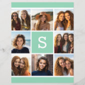 Munt en Wit Foto Collage Monogram Briefpapier (Voorkant)
