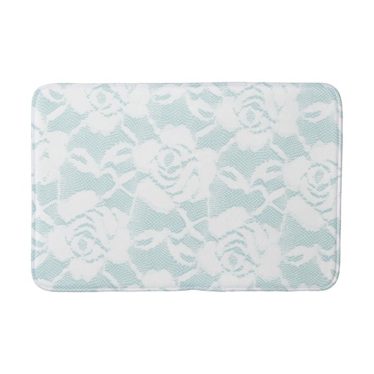 Munt en witte kant rozen floral badmat (Voorkant)