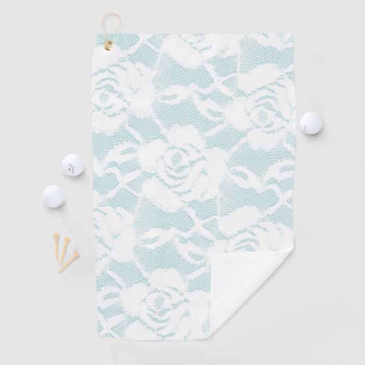 Munt en witte kant rozen floral golfhanddoek (Insitu)