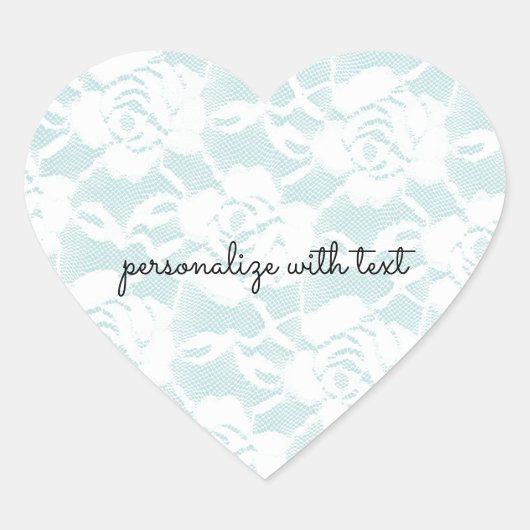 Munt en witte kant rozen floral hart sticker (Voorkant)