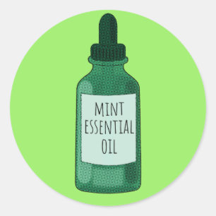 Munt Essential Oil Bottle Drawing Ronde Sticker