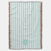 Munt Frans strand Stripe Persoonlijk Monogram Deken (Voorkant Verticaal)