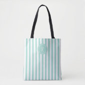 Munt Frans strand Stripe Persoonlijk Monogram Draagtas (Voorkant)