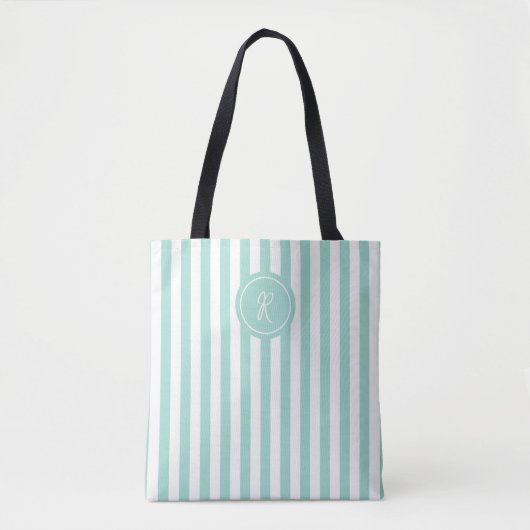 Munt Frans strand Stripe Persoonlijk Monogram Draagtas (Voorkant)