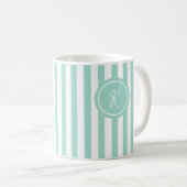 Munt Frans strand Stripe Persoonlijk Monogram Koffiemok (Voorkant rechts)