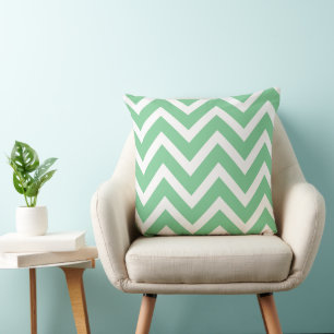 Munt Green White Chevron Zigzag Stripes Pillow Kussen