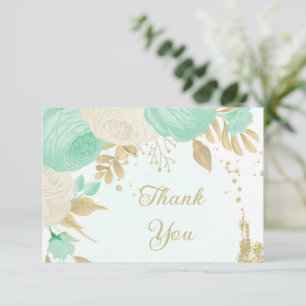 Munt groen en wit bloemen gouden bloem bruiloft bedankkaart