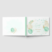 Munt groen en wit bloemen gouden bloem bruiloft gastenboek (Volledig)