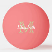 Munt Groen en Witte Monogram op Roze Pingpongballen (Voorkant)