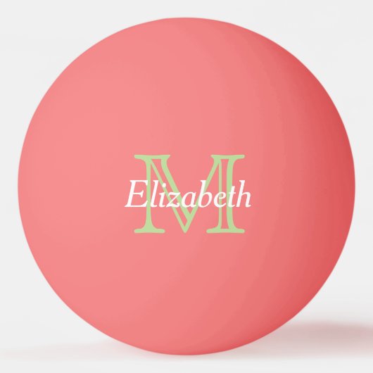 Munt Groen en Witte Monogram op Roze Pingpongballen (Voorkant)