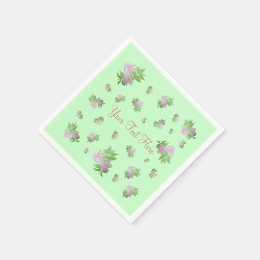 munt groen met roze bloemen servet (Hoek)