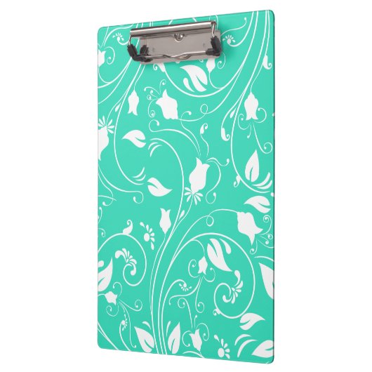 Munt groen, witte bloemwervelingen; bloemen klembord (Links)