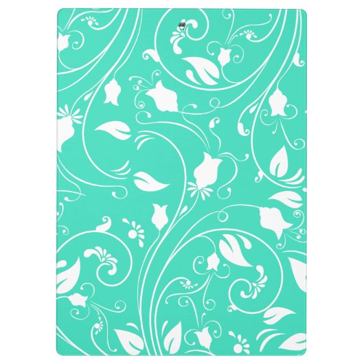 Munt groen, witte bloemwervelingen; bloemen klembord (Achterkant)