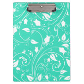 Munt groen, witte bloemwervelingen; bloemen klembord (Voorkant)