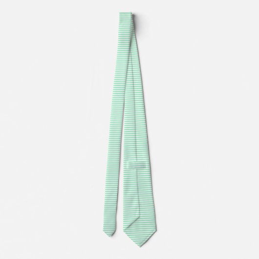 Munt Groene en witte horizontale striped stropdas (Achterkant)