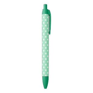 Munt Groene Kleur Witte Stippen Klassiek ontwerp Blauwe Inkt Pen