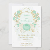 munt groene witte bloemen goudbloem verjaardag kaart (Voorkant)