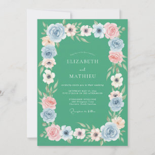 Munt Koraal Ranunculus Eucalyptus Bruiloft Kaart