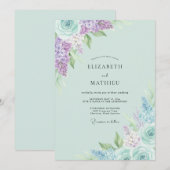 Munt Lilac Hydrangea Eucalyptus Bruiloft Kaart (Voorkant / Achterkant)