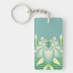 Munt Lotus Art Deco Fractale Bloem Kunst Sleutelhanger