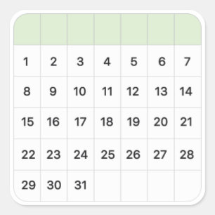 Munt Maandelijkse Kalender Vierkante Sticker