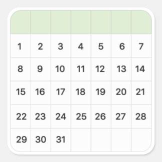 Munt Maandelijkse Kalender Vierkante Sticker