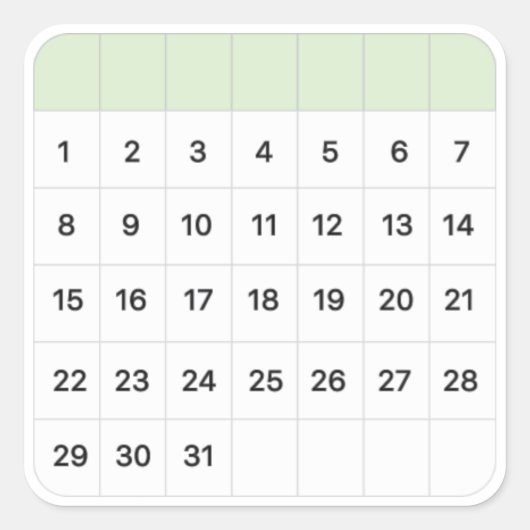 Munt Maandelijkse Kalender Vierkante Sticker (Voorkant)