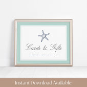 Munt & marine Starfish Kaarten & Gifts Sign Poster