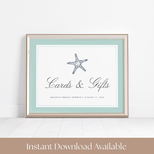 Munt & marine Starfish Kaarten & Gifts Sign Poster
