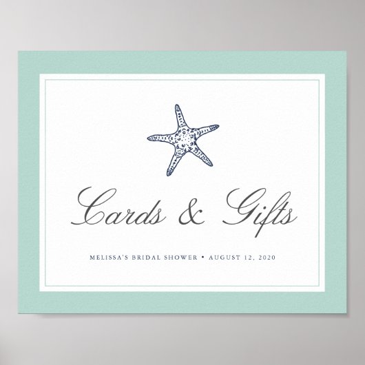 Munt & marine Starfish Kaarten & Gifts Sign Poster (Voorkant)