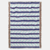 Munt, Marineblauw, Wit Geometrisch Gestreept Deken (Voorkant Verticaal)
