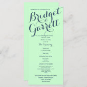 Munt met Blauwe Tekst Ontwerp Wedding Programma (Voorkant / Achterkant)