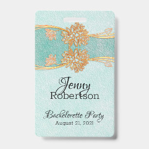Munt met Gouden Bloemen Bachelorette Party Badge