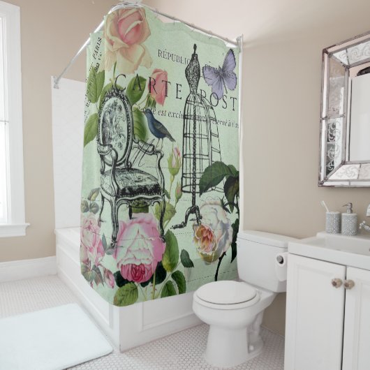 munt moderne  vlinderparijs van het franse roos douchegordijn (In situ)