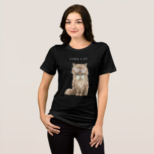 Munt Paars Bruine Koele Kat Bril   Tri-Blend Shirt