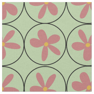 Munt Retro Bloemtegeltjes Kamgaren Katoenen Stof