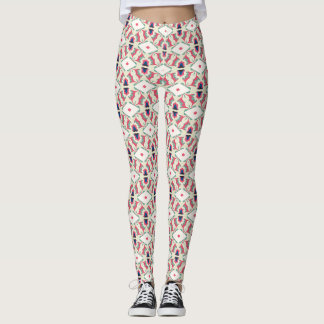 Munt Roze Botanisch Rasterpatroon Leggings