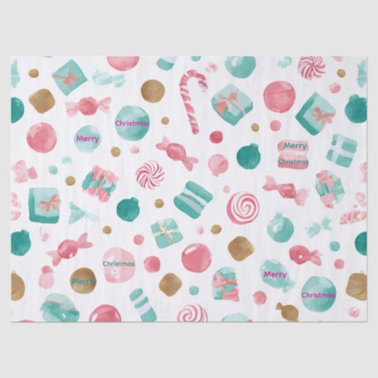 Munt & Roze CANDY Kerst Tissue Papier (Voorkant)