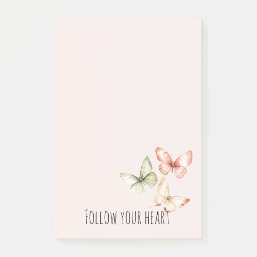 Munt Roze Crème Vlinders Post-it® Notes (Voorkant)