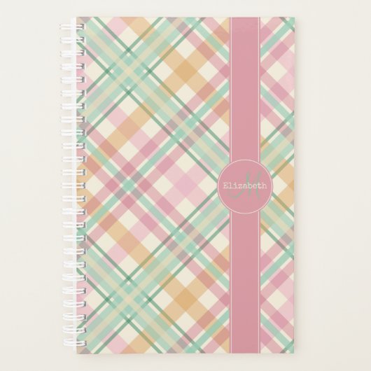  munt roze pastels springtijdplaid planner (Voorkant)
