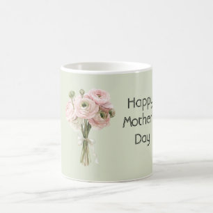 Munt Roze Ranunculus Bloemen Gelukkige Moederdag Koffiemok
