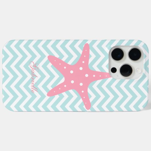 Munt & Roze Zigzag Pattern Starfish Case-Mate iPhone Case (Achterkant (horizontaal))
